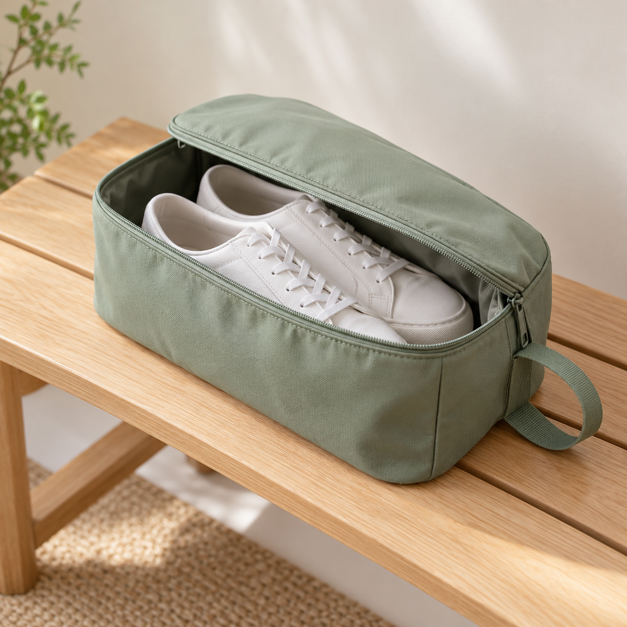 AI-generated fictional test product: Meadow Shoe Bag.