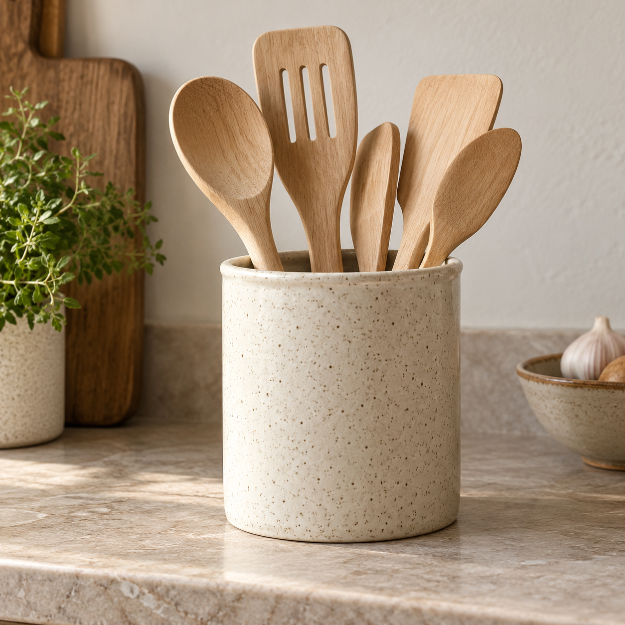 AI-generated fictional test product: Willow Utensil Crock.